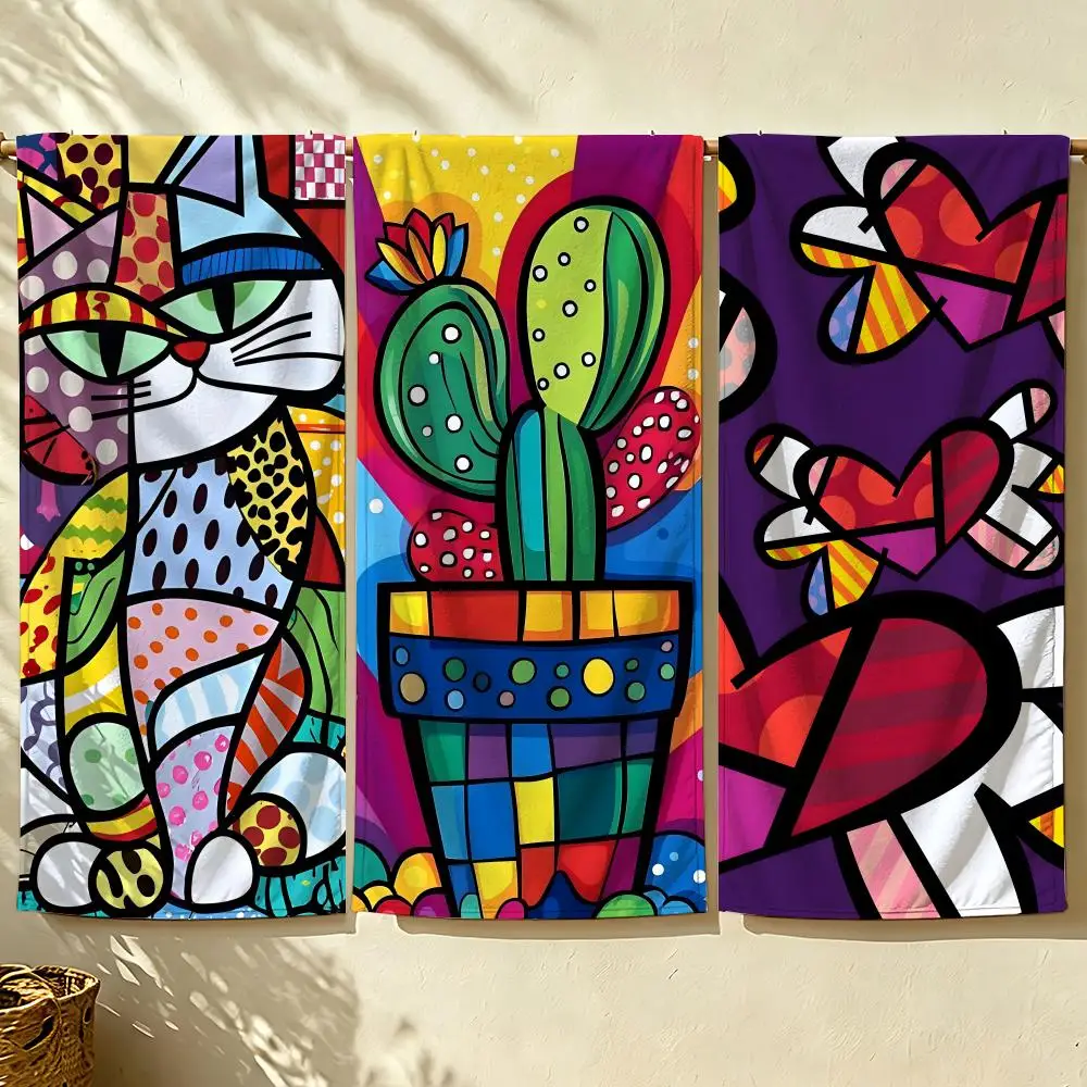 Toalla de playa Artist R-Romero B-Britto, toalla de baño absorbente de secado rápido para nadar, gimnasio, camping, actividades al aire libre