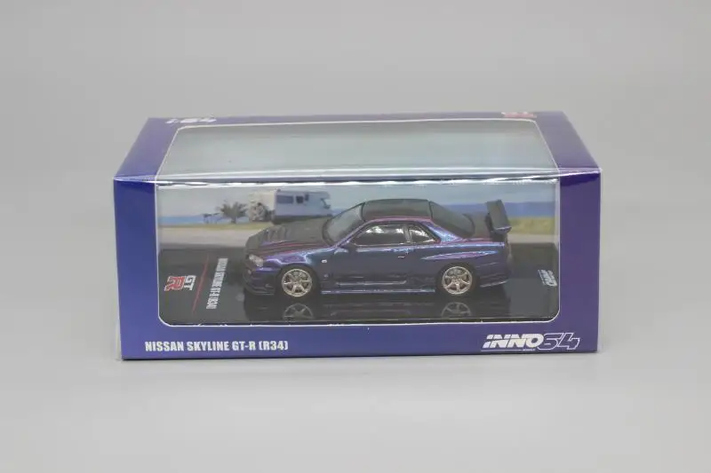 INNO 1:64 NISSAN SKYLINE GT-R R34 GT-T Midnight Purple IICollection of die-cast alloy car decoration model toys