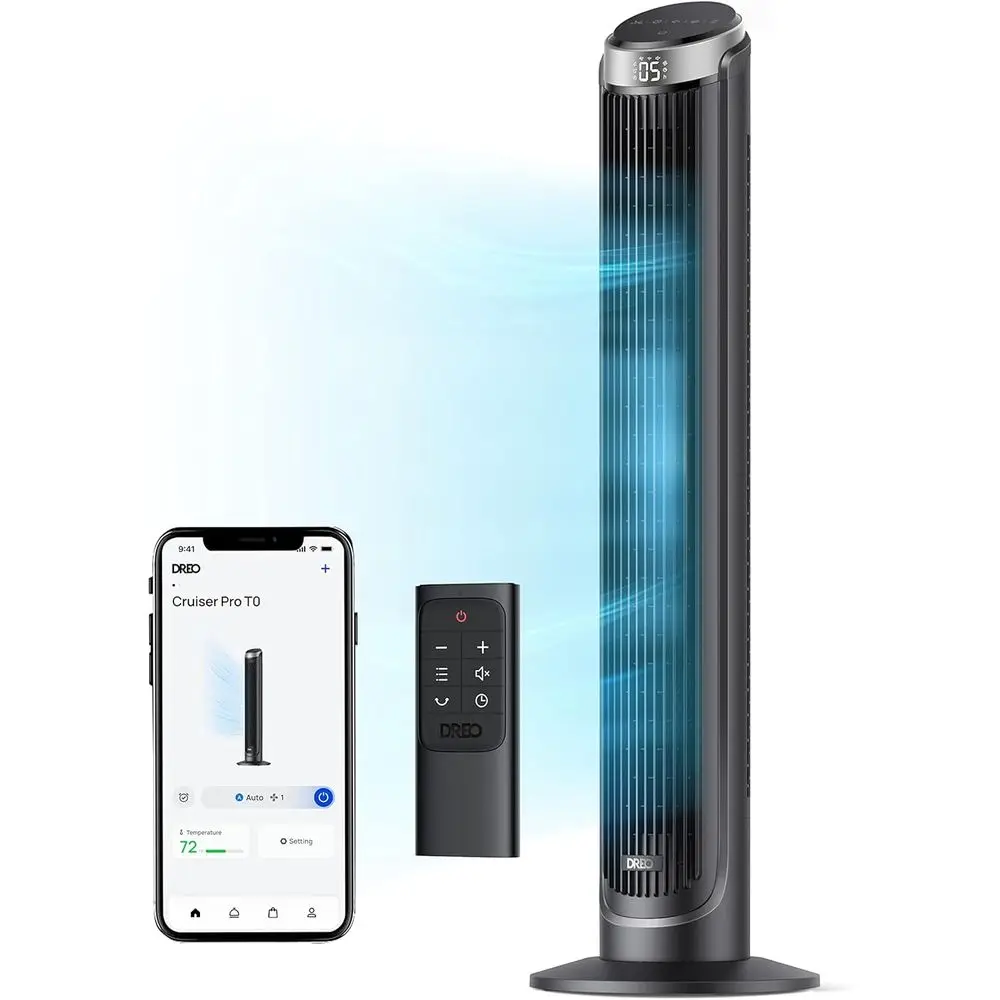 

90° Swivel 40 Tower Fan with 5-Speed Settings, Quiet Operation, Touch/Remote/APP Control, Compatible with Alexa, 12H Timer, Silv