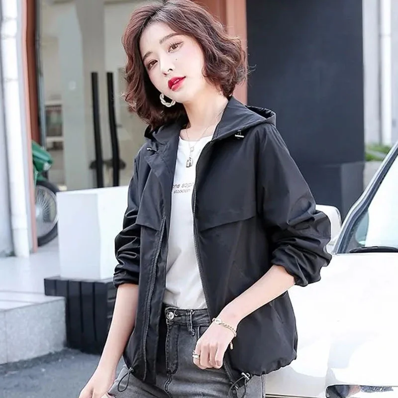 Women Short Windbreaker Top Coat Spring Autumn Korean Female Loose Fitting Long Sleeved Jackets Ladies Leisure Fashion Outerwear