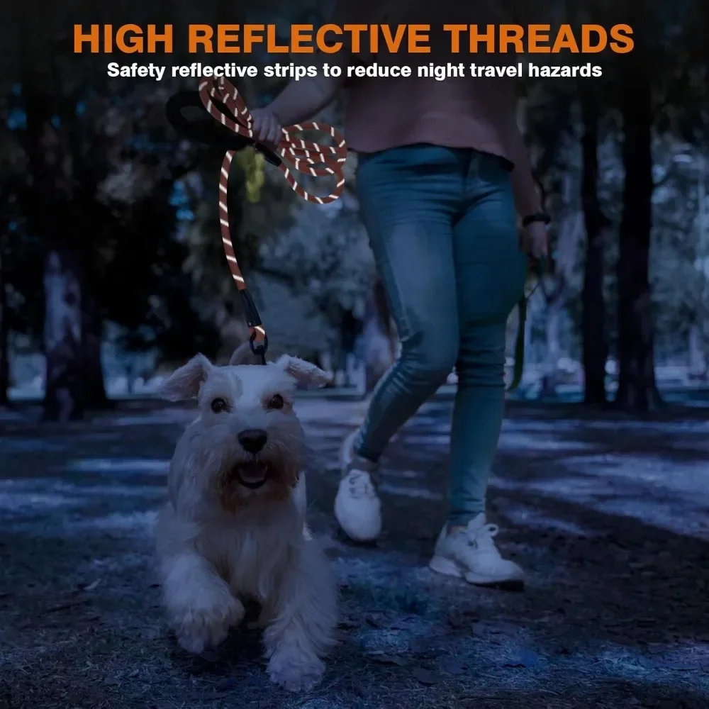 Reflective Dog Leash,Double Heavy Duty Traction Rope - with Comfortable Padded Handle  for Strong Dogs - Enhance Safety,Contr
