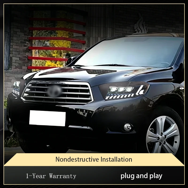 A Pair of Car Stuff Modified For Toyota Highlander 2009-2011 Front Light DRL Head Lamp LED Plug And Play Tool Accessories