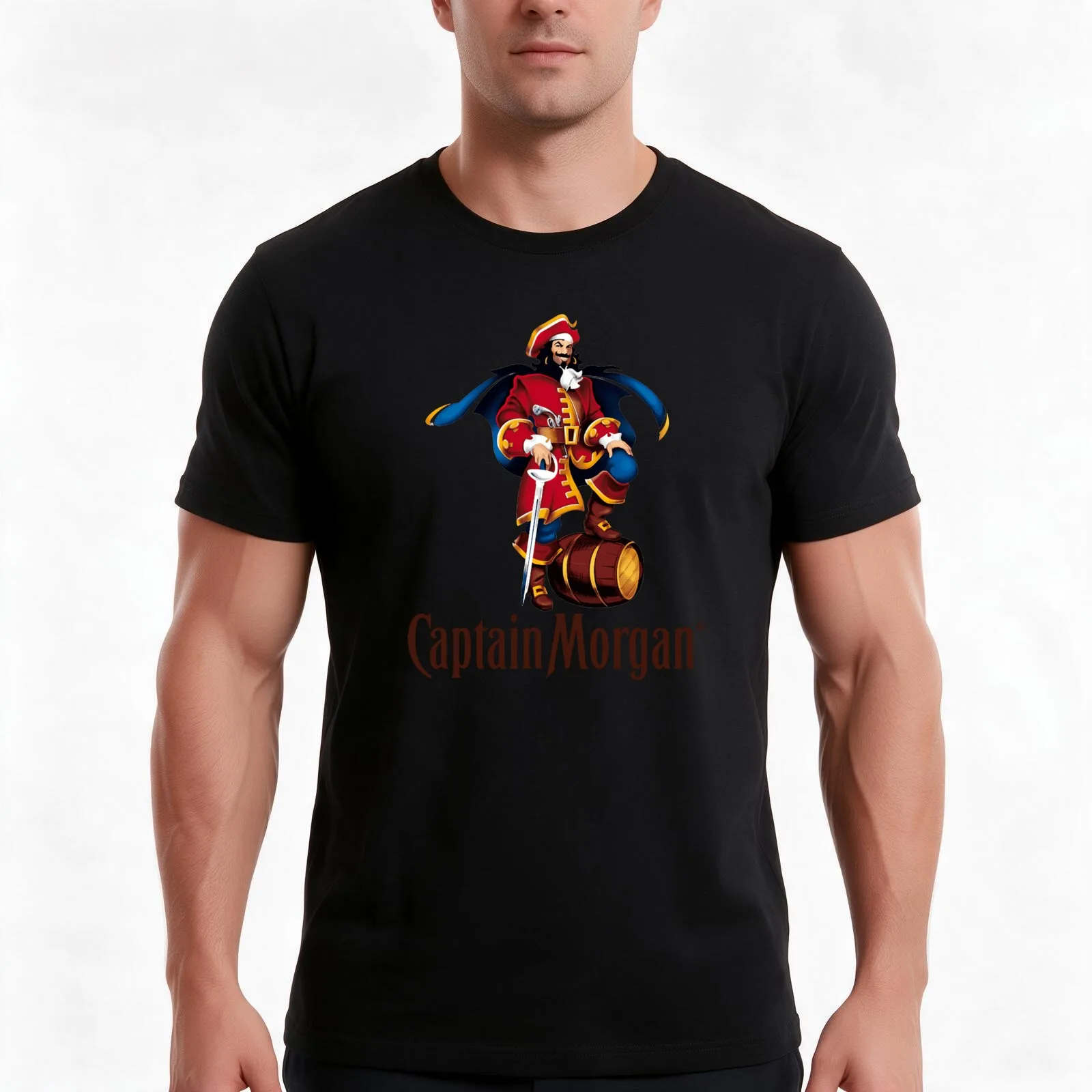 Sailing with mm65>>Captain Morgan Top T-Shirt, Summer Casual Cotton Tee, Oversized Streetwear Tops, 100% Cotton
