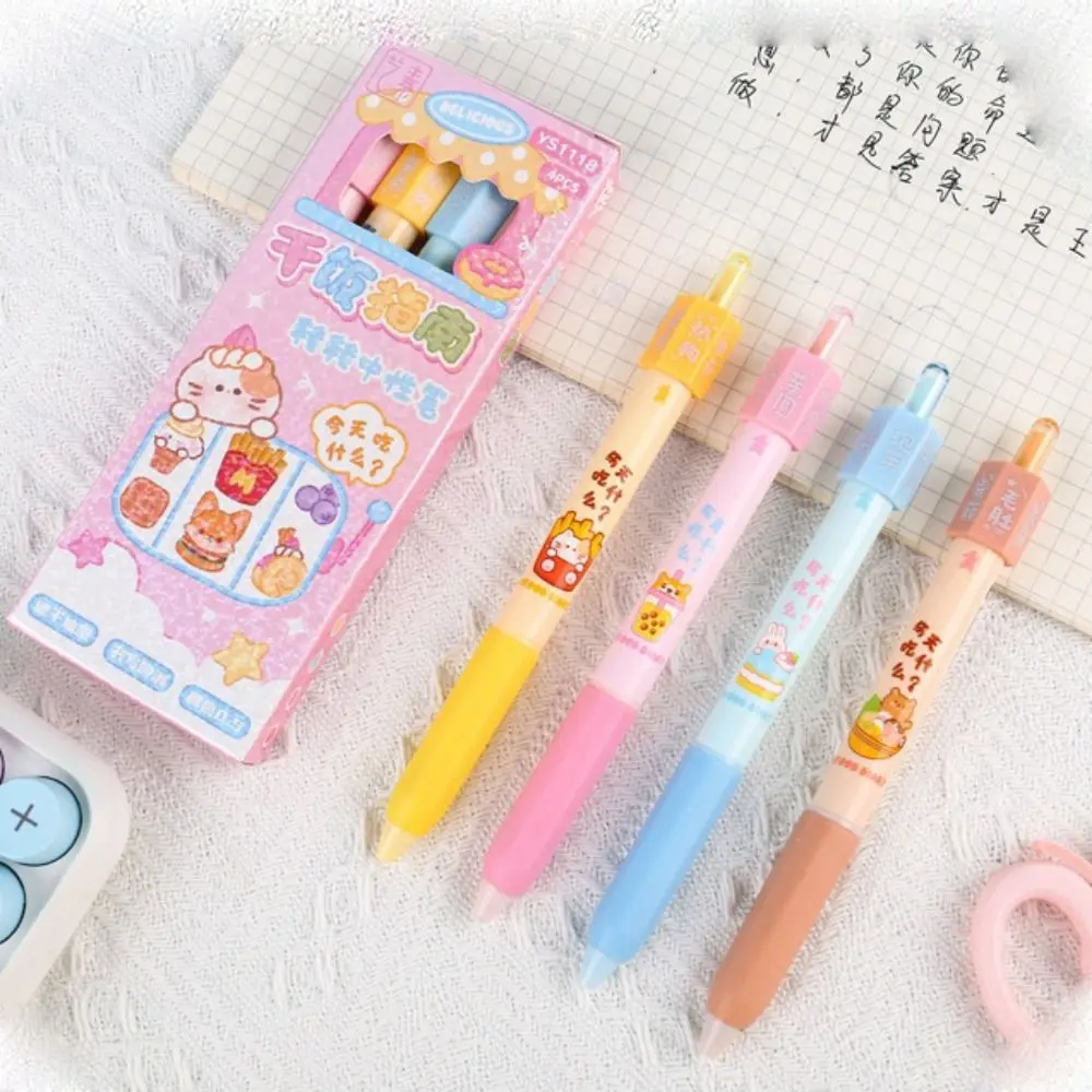 4PCS Stationery Press Rotating Answer Pen Dining Options ST Head Rotating Choose Pen Capybara Fun Ballpoint Gel Pen Student Use