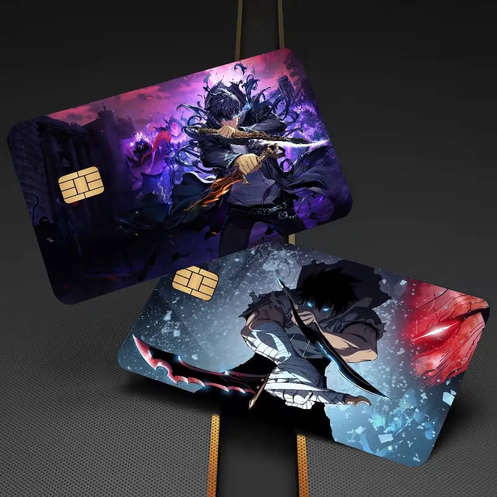 Anime Solo Leveling Credit Card Skin Stickers No Adhesive Residue Water Proof For VISA Credit Card Subway Access Card