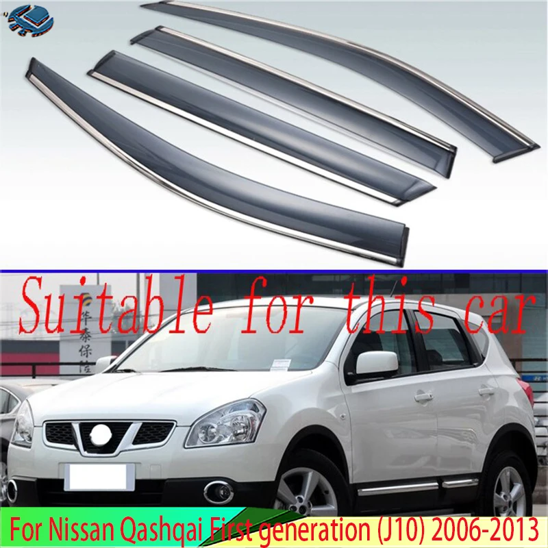 Plastic Exterior Visor Vent Shades Window Sun Rain Guard Deflector For Nissan Qashqai First Generation (J10) 2006-2013 2007 2012