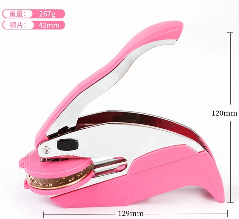 

Pink Girls Custom Embosser Stamp LOGO Party Library Book Private Seals Head Wedding Envelope Graduation Christmas Decor