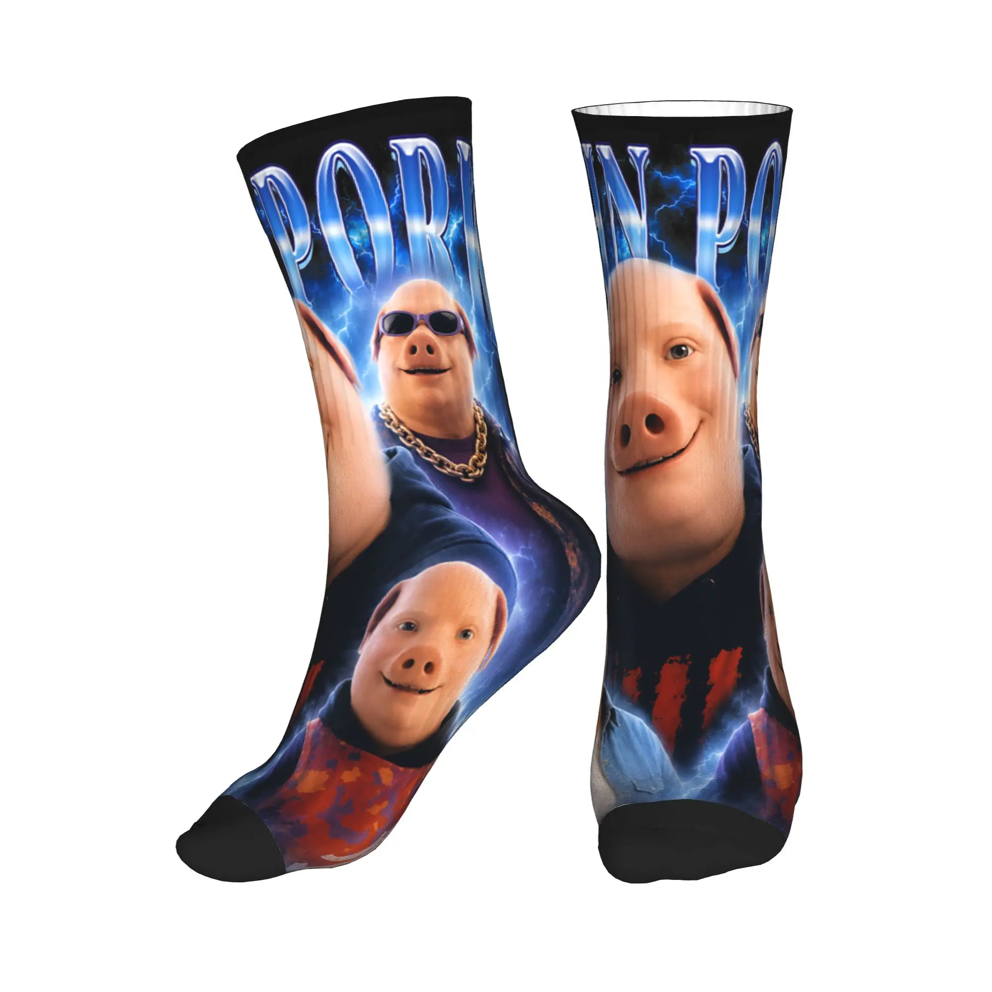 Funny John Pork Meme Vintage John Pork Bootleg Stockings Men's Socks Warm Soft Retro Socks Spring Cycling Anti Design Socks