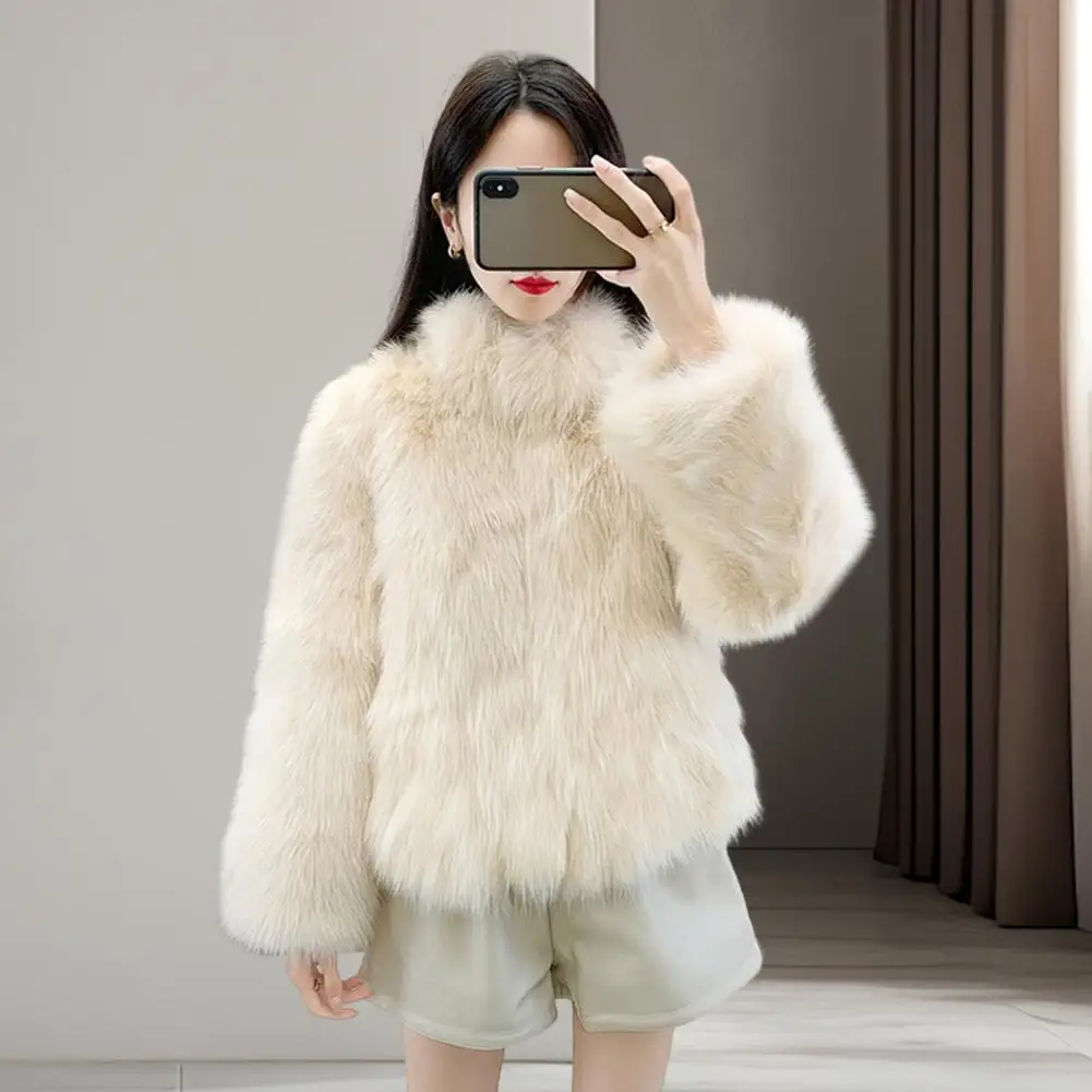 Autumn Winter Oversized Loose Casual Luxury Soft Thick Warm Hairy Faux Coat Women Long Sleeve Fluffy Jacket 2024