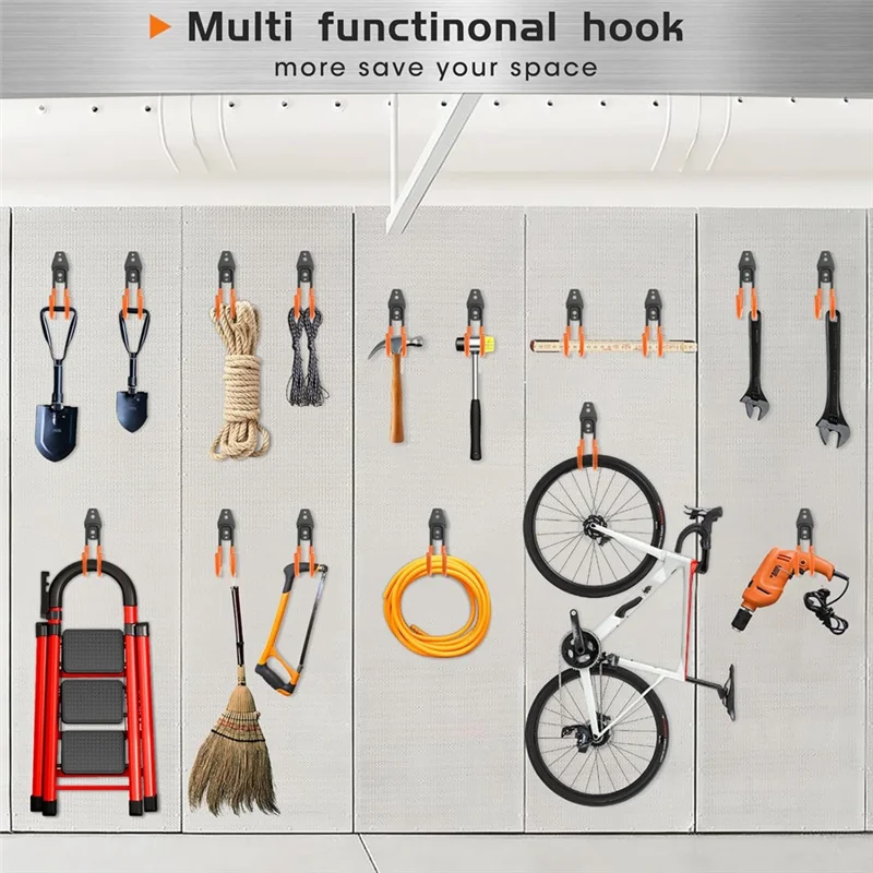 

Hot Sale-6 Pack Garage Hooks Heavy Huty–Metal Wall Hooks With Screws,For Bulky Garden Tools, Weedeater, Blower