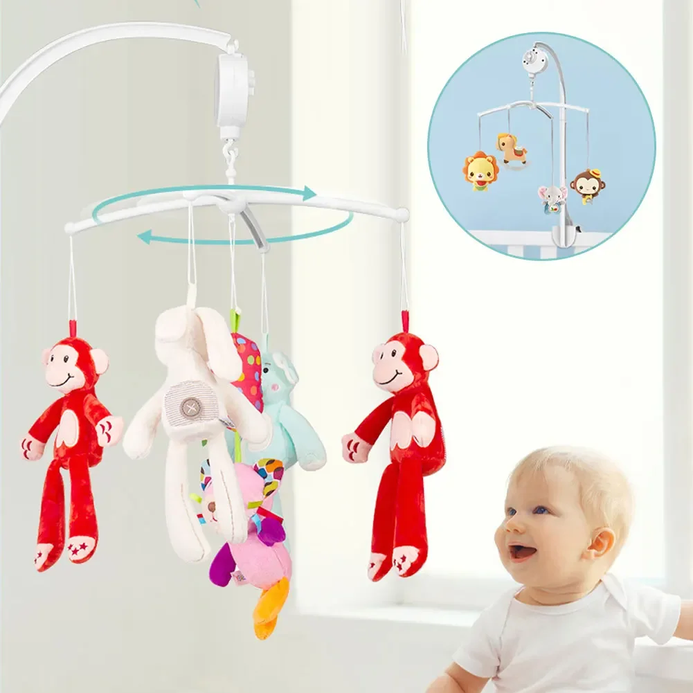 Babybett Glocke Spielzeughalter Weiß Rasseln Halterung Mobile Krippe Spieluhr Neugeborenen Glocke Krippe Spielzeug, Der Halter kann 360 Grad dreht werden