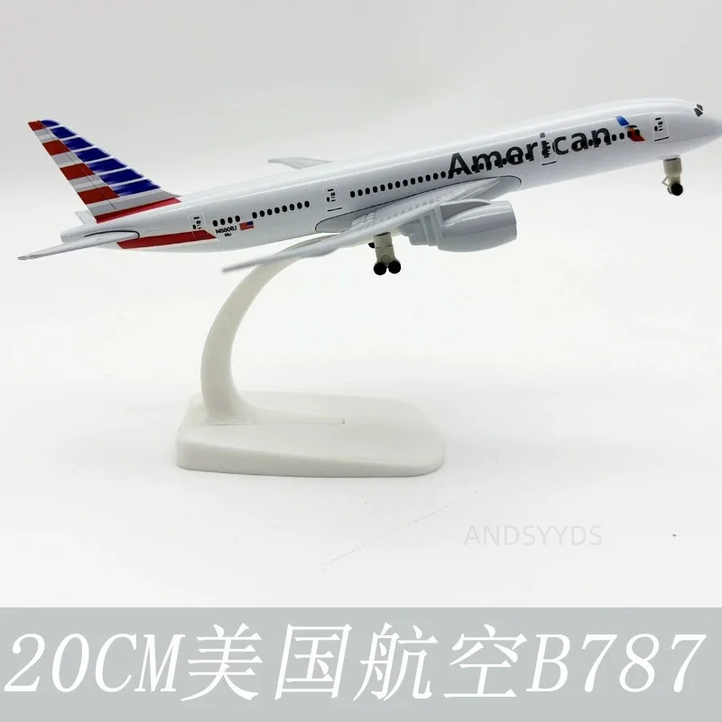 Scale Aircraft B787 American Airline 20CM Simulation Plane Model Alloy Die-Cast Miniature Airplane Collectible Display Gift