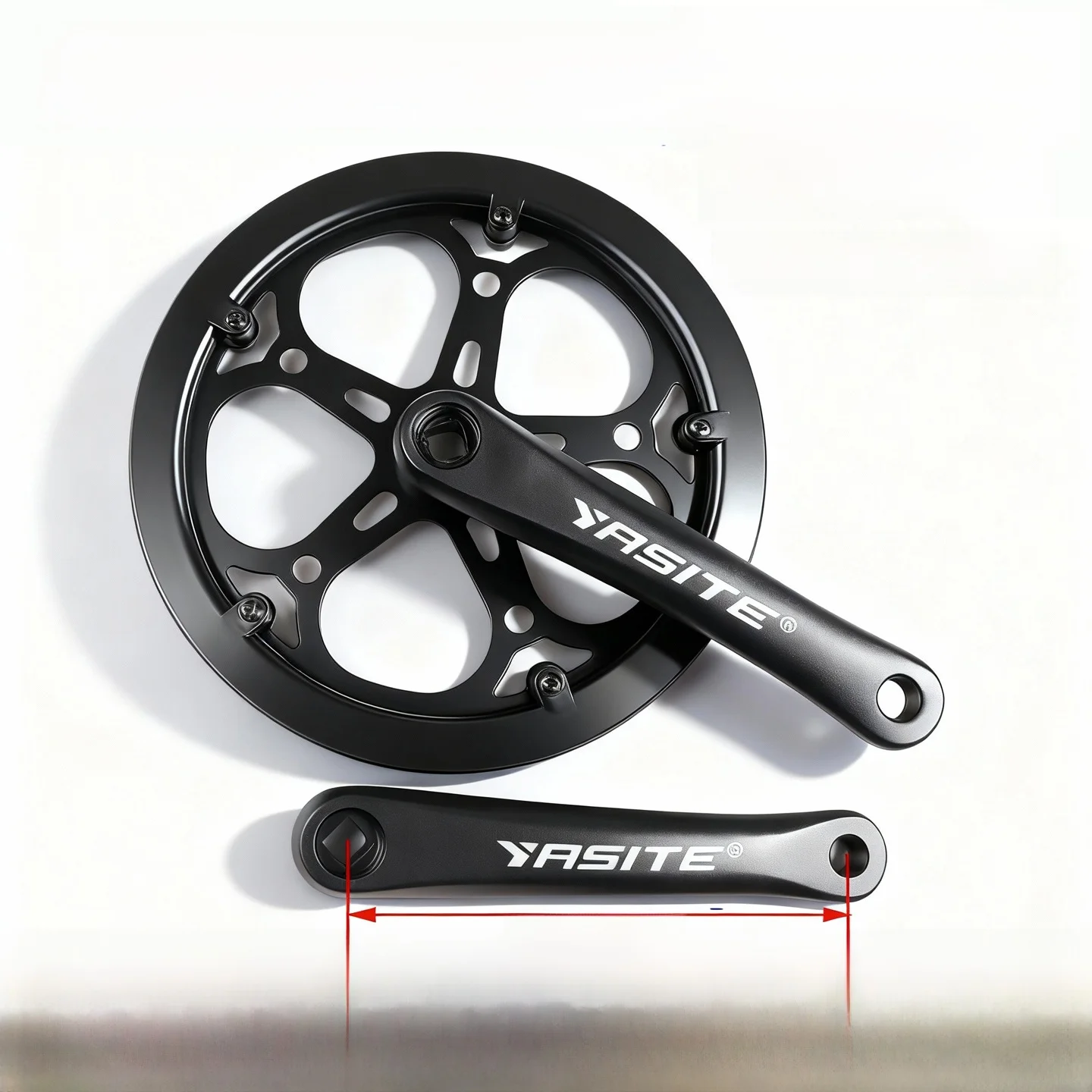 Aluminum Alloy Bicycle Crankset Square Hole Single Speed Gear System YASITE Folding Bike Spoke Wheel Set Black Surface Treatment