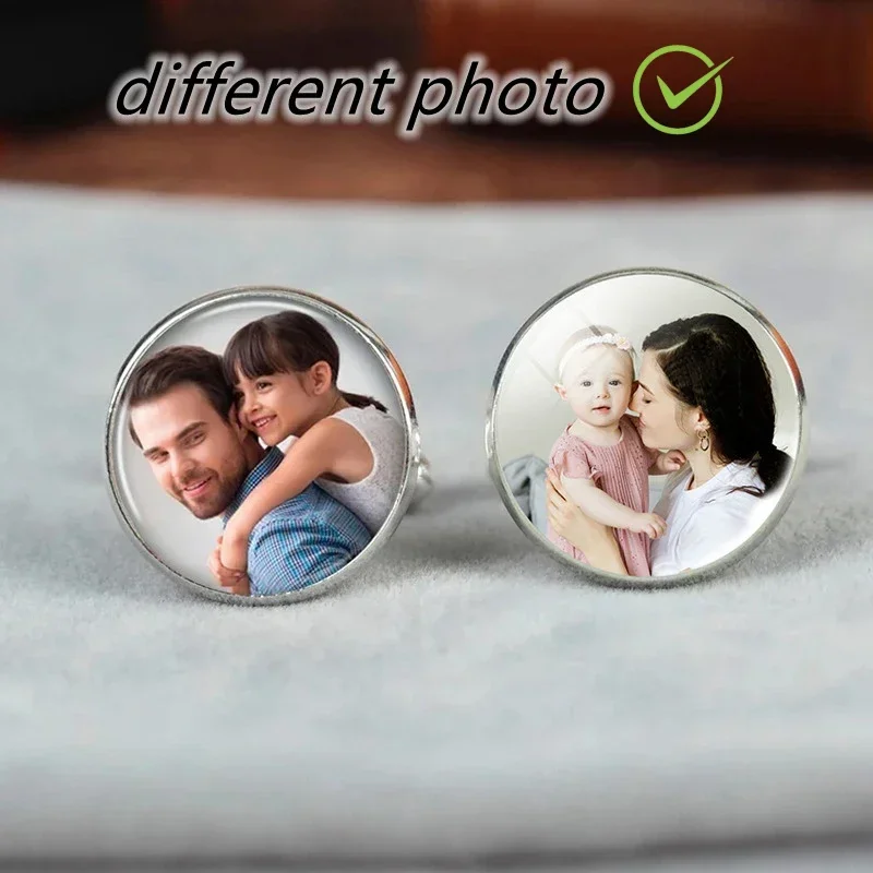 Custom Cufflinks Wedding Cufflinks Personalized Text Photos Glass Cuff Link Father of The Bride Gift