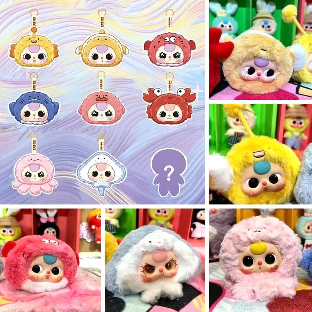 1Pcs Figure Blind Box Baby Three Ocean Series ABS+Plush Doll Kawaii Backpack Decor Pendant Mystery Box Toy Christmas Gift