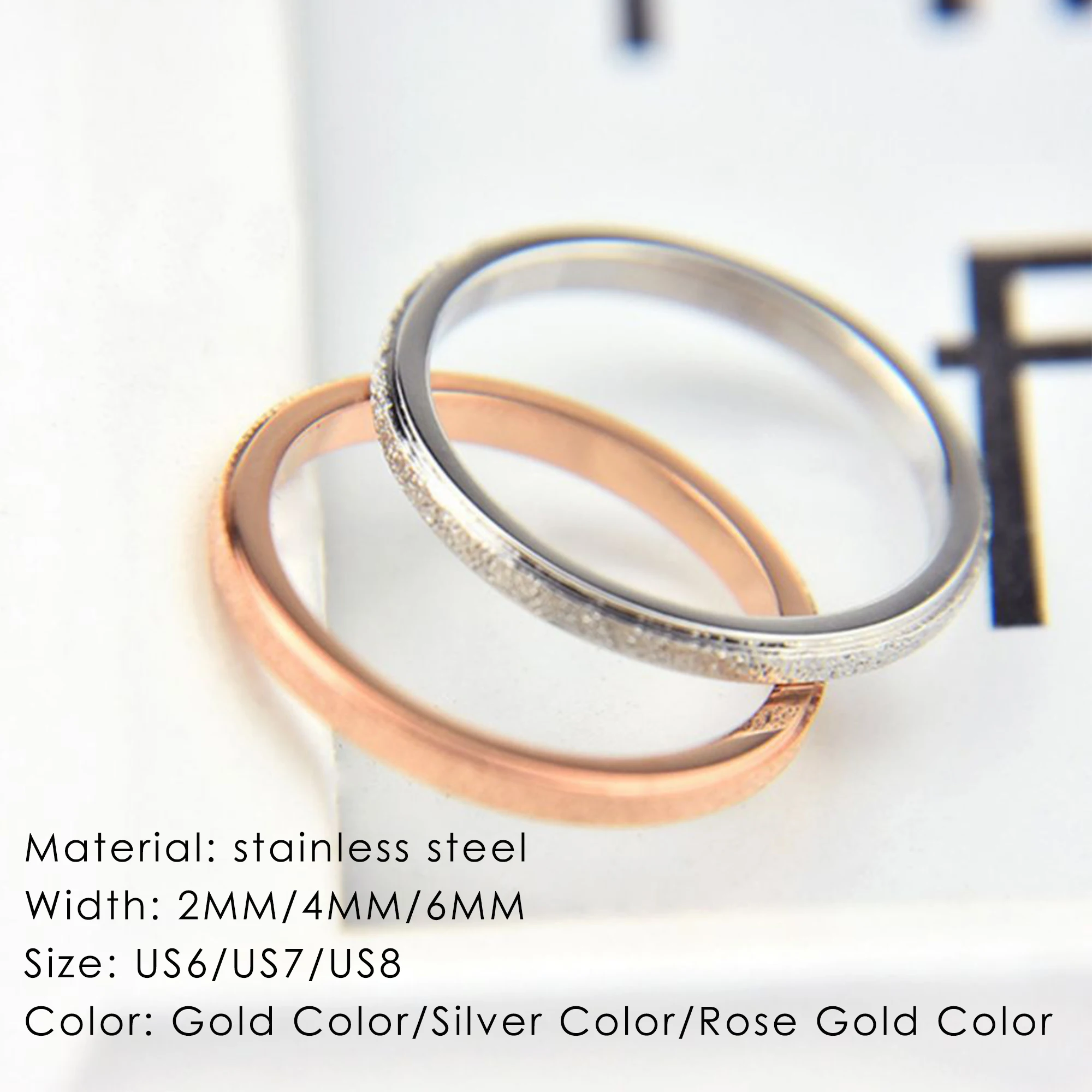 SUNIBI Frosted Stainless Steel Ring for Women Fashion Simple Gold Color Finger Rings Wedding Gifts Girls Jewelry Wholesale