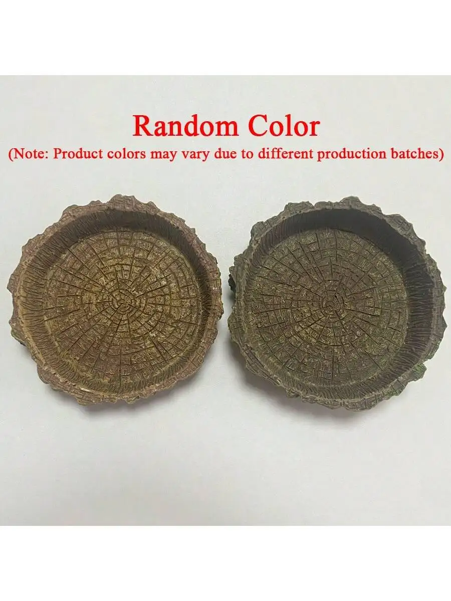 1 pcs Tree Stump  Shaped Reptile Food  Water Bowl Resin Terrarium Decor for Lizards Snakes Small or Large Sizes view 6
