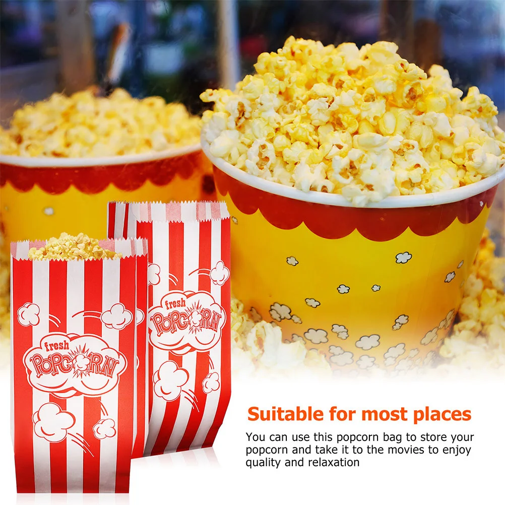 50 Pcs Greaseproof Popcorn Container Packaging Bag Snack Containers French Fries Boxes Bucket