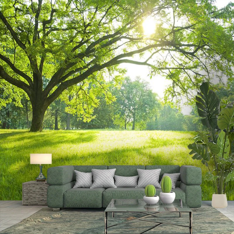 1PC Big Tree Grass Sunlight View Print Backdrop Banner, Bedroom Living Room Photo Background, Polyester, Home Decor, Wall Art