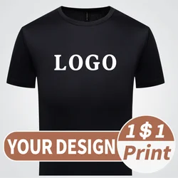 Embroidered round neck T-shirt  printed logo  customized breathable and comfortable clothing  printed text and image on running