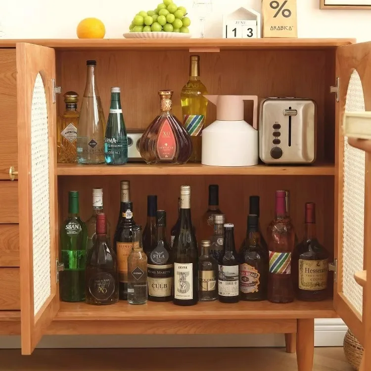 Встроенный настенный шкафчик из ротанга, современный простой легкий роскошный шкафчик из вишневого дерева