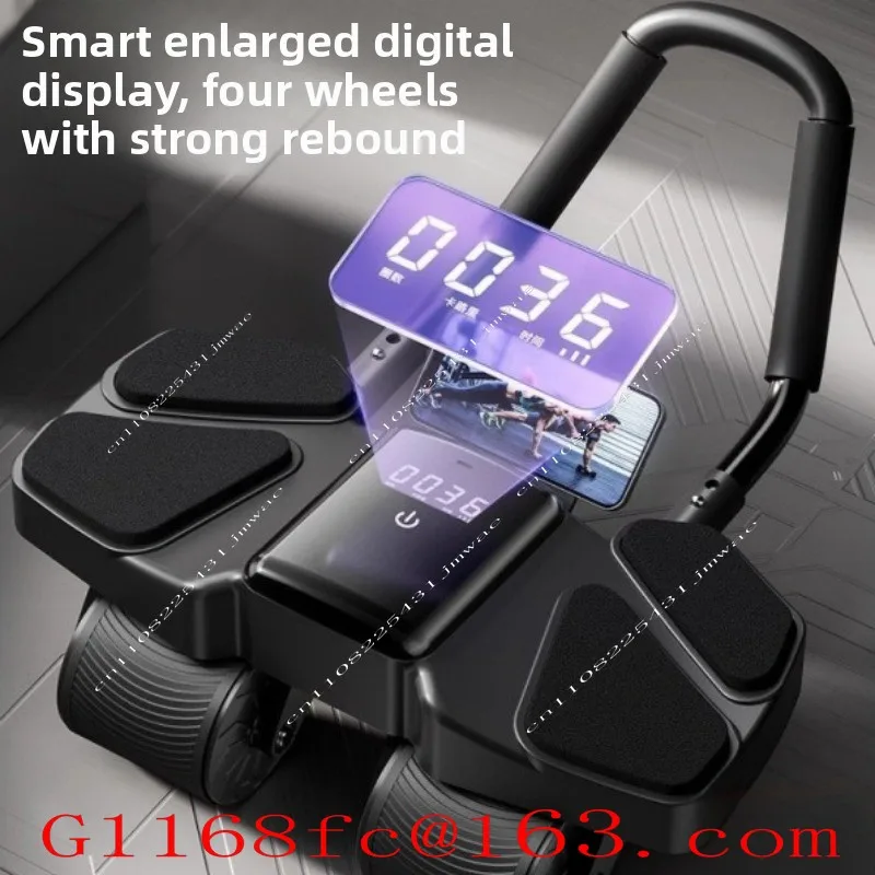 Large Screen Digital Display Four-wheel Abdominal Wheel Automatic Rebound Elbow Support Kneeling Pad Men's Abdominal Wheel