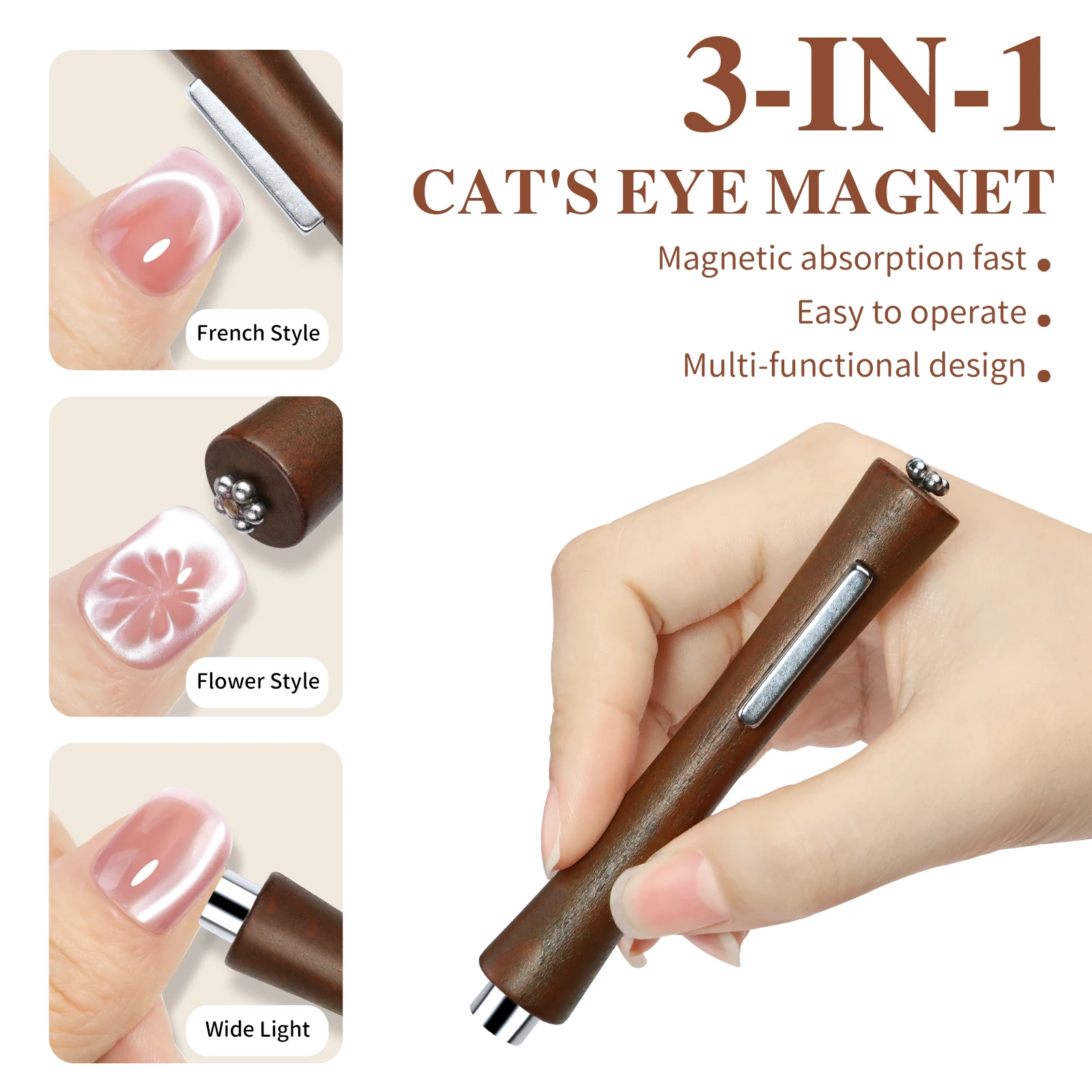 Palo magnético multifuncional fuerte 3 en 1 para decoración de uñas, con hierro en forma de Y para esmalte de uñas tipo ojo de gato, herramientas para decoración de uñas con efecto corazón, 2 uds.