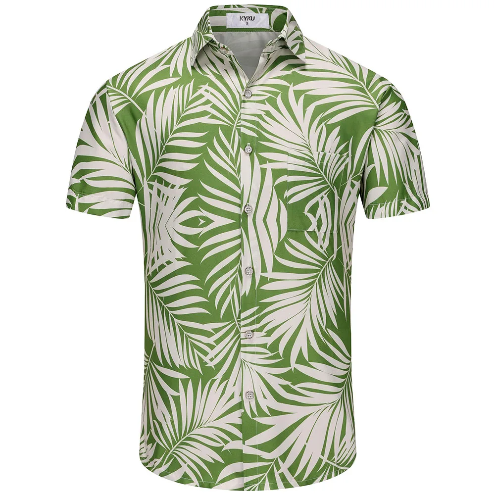 Camisa havaiana KYKU para homens – Camisas engraçadas de férias tropicais para praia, manga curta, roupas de verão com bolsos