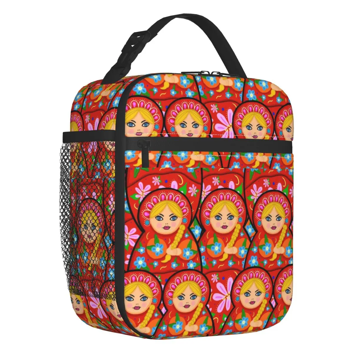 

Russian Doll Matryoshka Insulated Lunch Bags for Women Russia Folk Art Babushka Pattern Thermal Cooler Bento Box Outdoor Travel