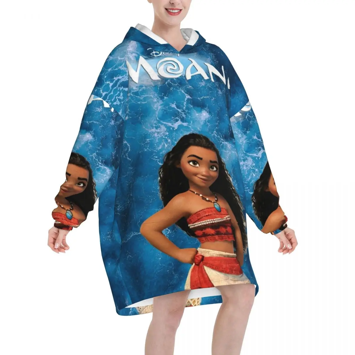 Moana 2 Cartoon Movie 2024 Blanket Hoodie Wearable Blanket Large with Pocket Warm Sleeping Bag Soft Cozy Onesie