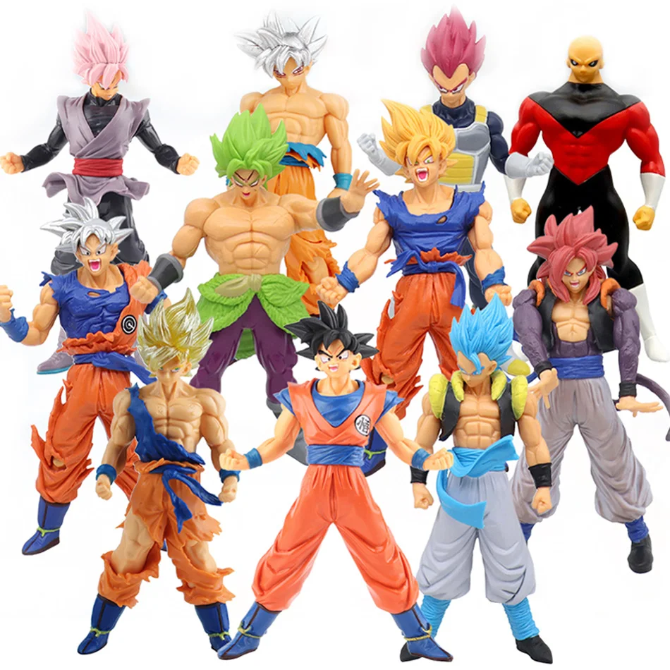 Anime dragon ball z super saiyan son goku broly vegeta anime figura de ação modelo presentes de natal estatuetas colecionáveis para crianças