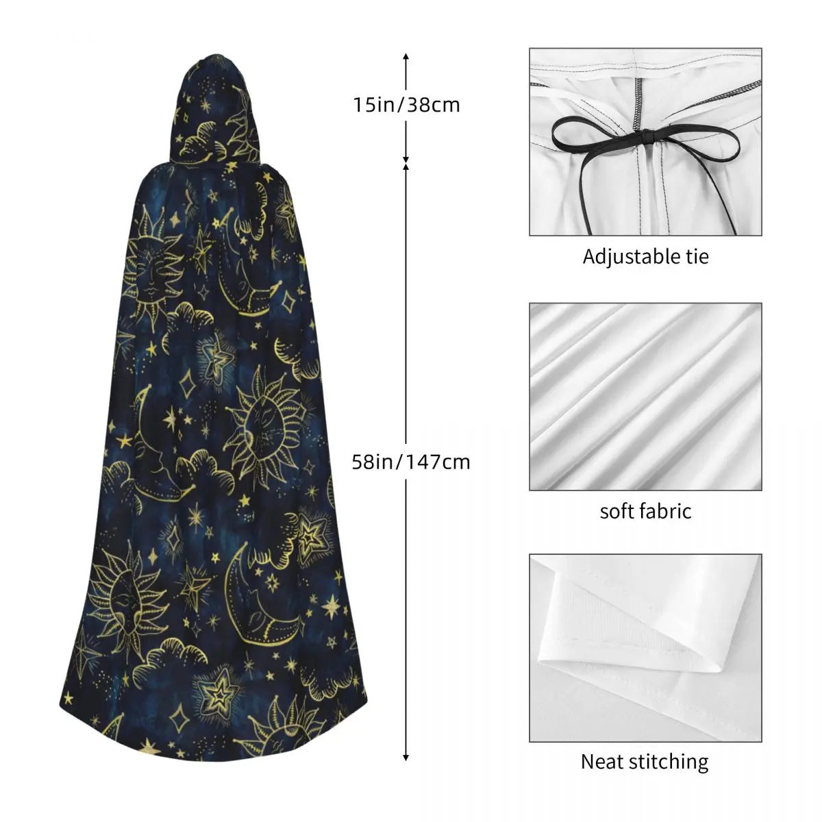 Long Cape Cloak Cosmos Astrology Sun Moon Hooded Cloak Coat Autumn Hoodies