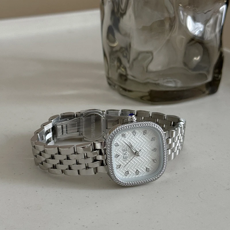 New Women'S Watch With Detachable Silver High-End Steel Band, Elegant Small Dial, Square Design, Trendy Women'S Watch.