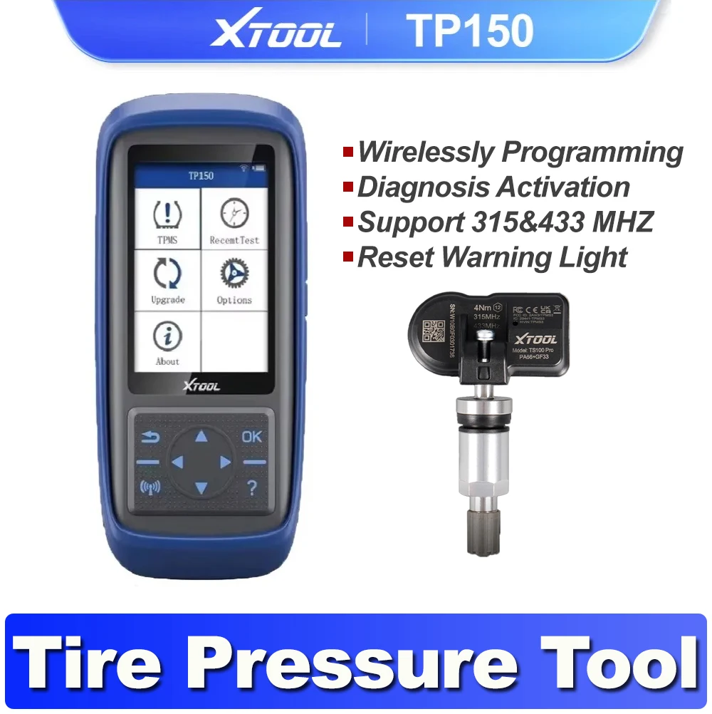 

XTOOL TP150 WiFi TPMS Tire Pressure Diagnsotic Tool 315/433MHz Sensor Activation Programming Learning Reading Auto OBD2 Scanner