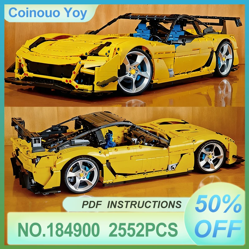 

1:8 Custom MOC-184900 Технический спортивный автомобиль 42143 B Модель гиперкара Суперкар Строительный блок DIY Игрушка-головоломка Рождественский подарок Дети