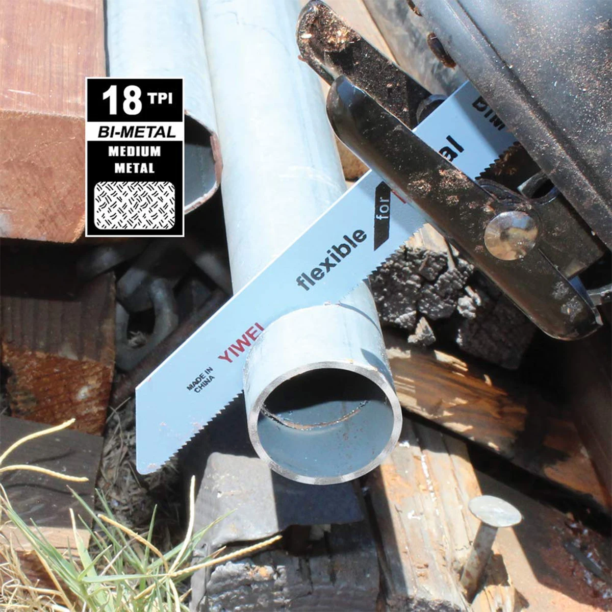 Heavy Duty Metal Cutting Reciprocating Saw Blades, 150/200/225mm Bi-Metal Saw Blade for Thick Metal Fast Straight Cutting