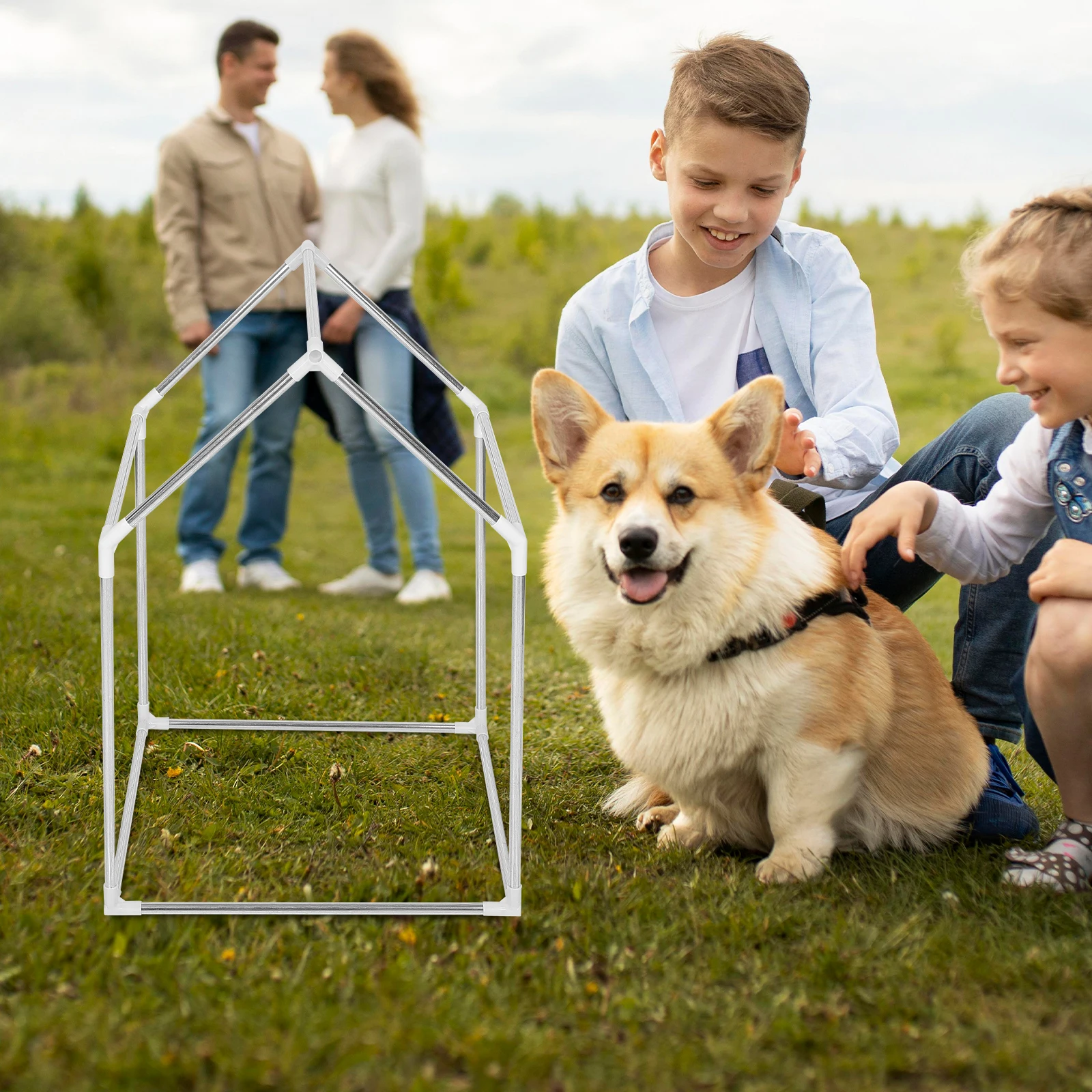 

1 set 1 Set Kids Play Tent Frame Metal Structure Easy Assembly Diy Playhouse Kit For Children Pets Indoor Outdoor Use Tent Frame