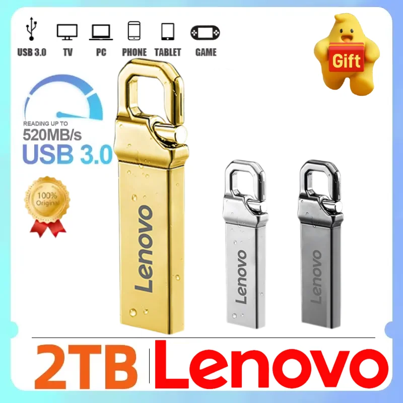 Lenovo 2TB Original USB Flash Drives USB 3.0 Metal High Speed Pendrive Real Capacity Memory Portable WaterProof Pen Drive For PC