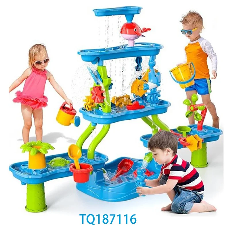 キッズビーチトイ ウォーターテーブル DIY 親子で遊べるインタラクティブトイ 夏の水遊び 砂場テーブル 子供用屋外ガーデンバンカープレイセット
