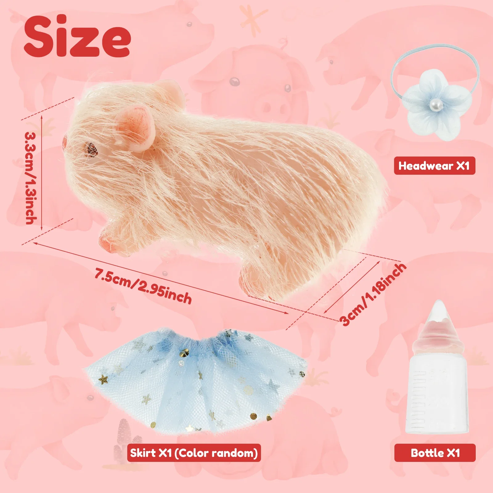 مجموعة دمى خنزير سيليكون محاكاة إبداعية مع لمسة واقعية وزجاجة إكسسوارات الملابس زخرفة دمية خنزير سيليكون ممتعة #6