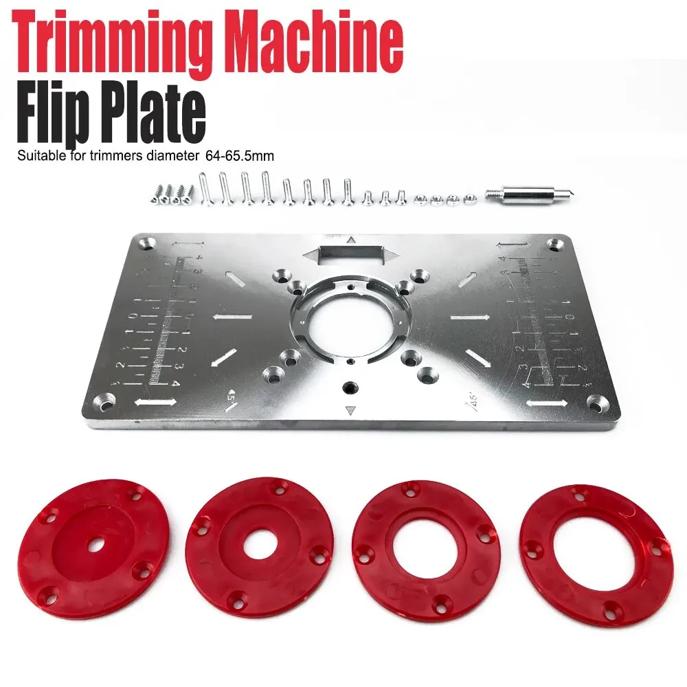 Trimming Machine Flip Plate Woodworking Benches Router Table Insert Plate with Rings Suitable for Trimmers Diameter 64-65.5mm