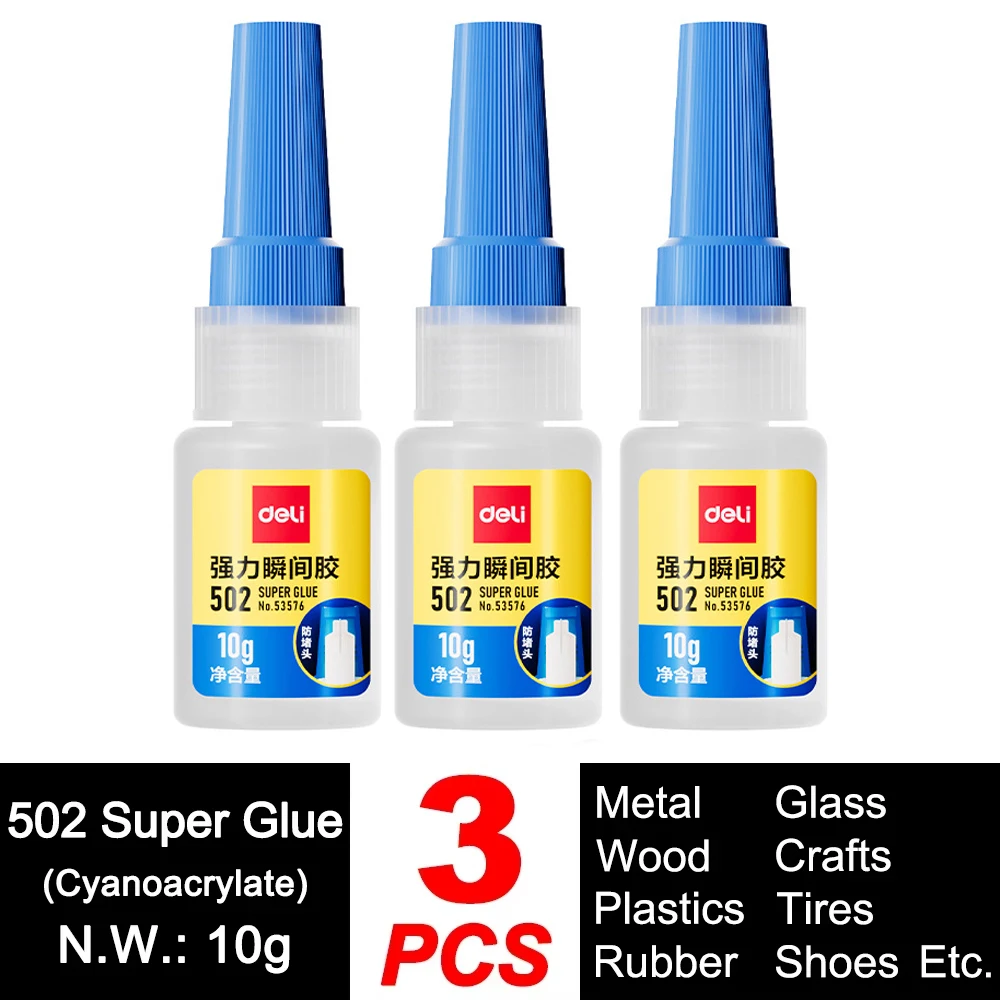 Deli 502 Superlijm Professioneel Sterk Snel Snel zelfklevend Cyanoacrylaat Hardware Metaal Auto's Hout Ambacht Hobby Seconden Bond
