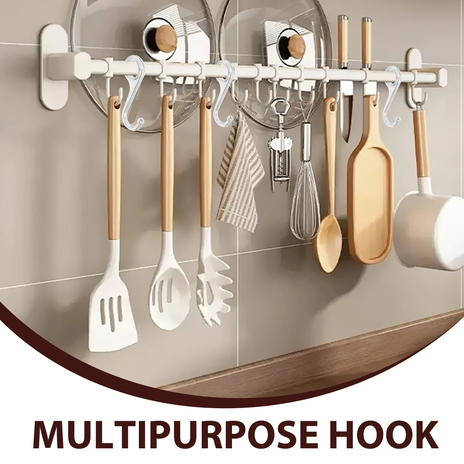 

5pcs Silver Metal Hooks for Hanging Clothes Multipurpose Bathroom Key Holder Closet Hanger Coat Rack Decor Durable