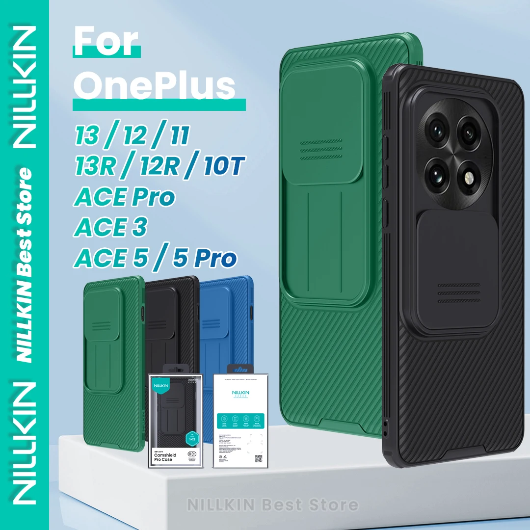 

NILLKIN For OnePlus 13 12 11 13R 12R Ace 5 Pro 10T Phone Case With Slide Camera Cover Protector Hard Pc+Tpu Camshield Pro Cover