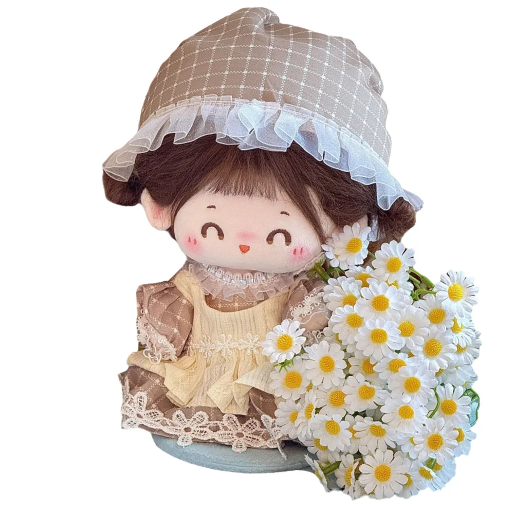 

Многоцветная одежда 20 см, хлопковый материал, мультяшный дизайн, миниатюрное платье, мини-размер, текстурная кепка, игровой домик