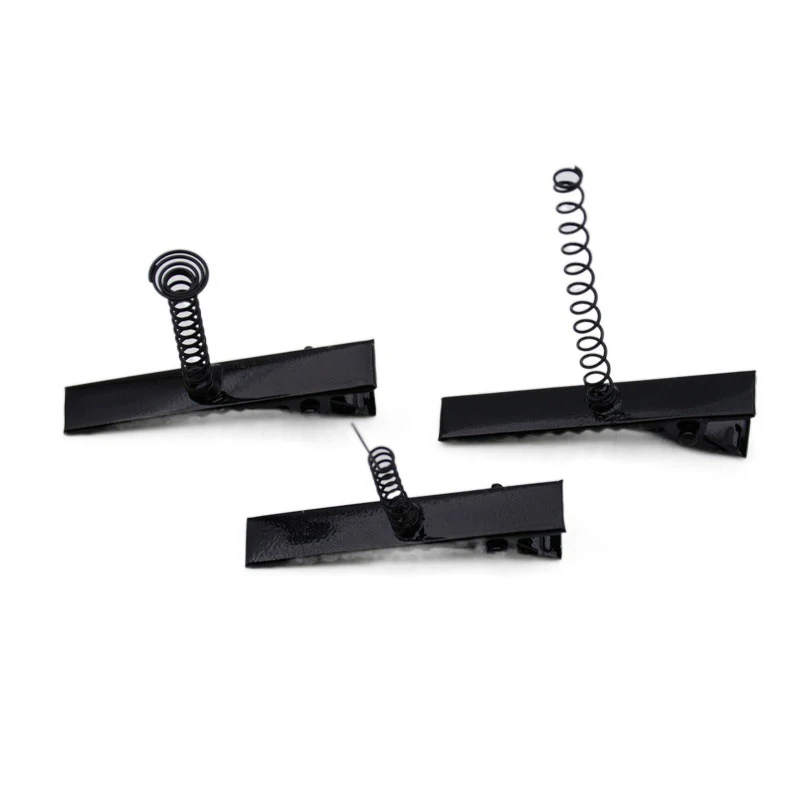10 Stück 40 mm schwarze Metallklammer mit Schraubenfeder, Krokodilklemme, Bastel-Haarspangen, DIY, einfache Universal-Haarspangen – Detail 9