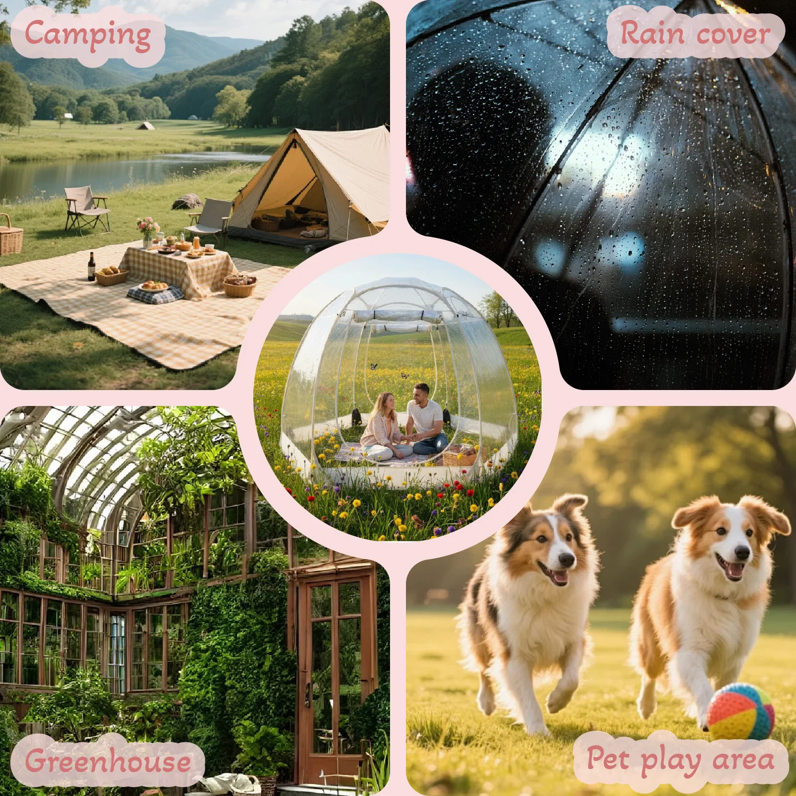 2-4 Person Pop Up Bubble Tent for Outdoor Yoga, Clear View Dome Shelter, Transparent Gazebo for Meditation