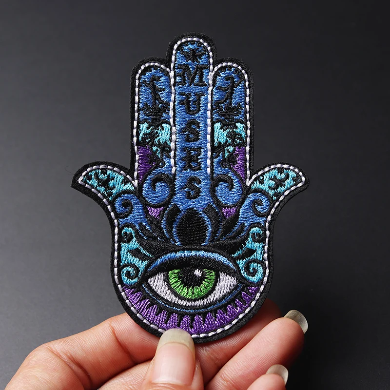 Yoga palm size: 9x6.9cm Embroidered Patch Iron on Sewing Applique Cute Fabric Clothes Shoes Bags DIY Decoration