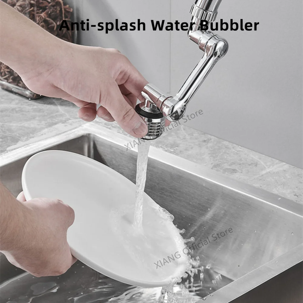 New 1080° Rotation Extender Dual Mode Robotic Arm Tap Aerator Water Saving Bubbler Splash Filter Nozzle Head Kitchen Accessories