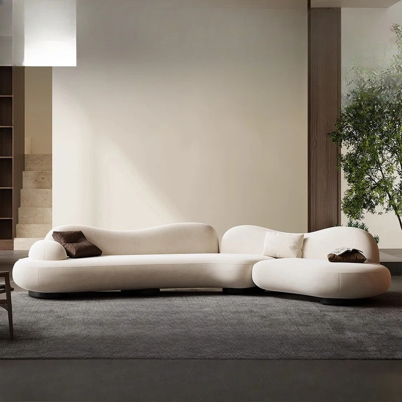 Fabric sofa curved living room large apartment